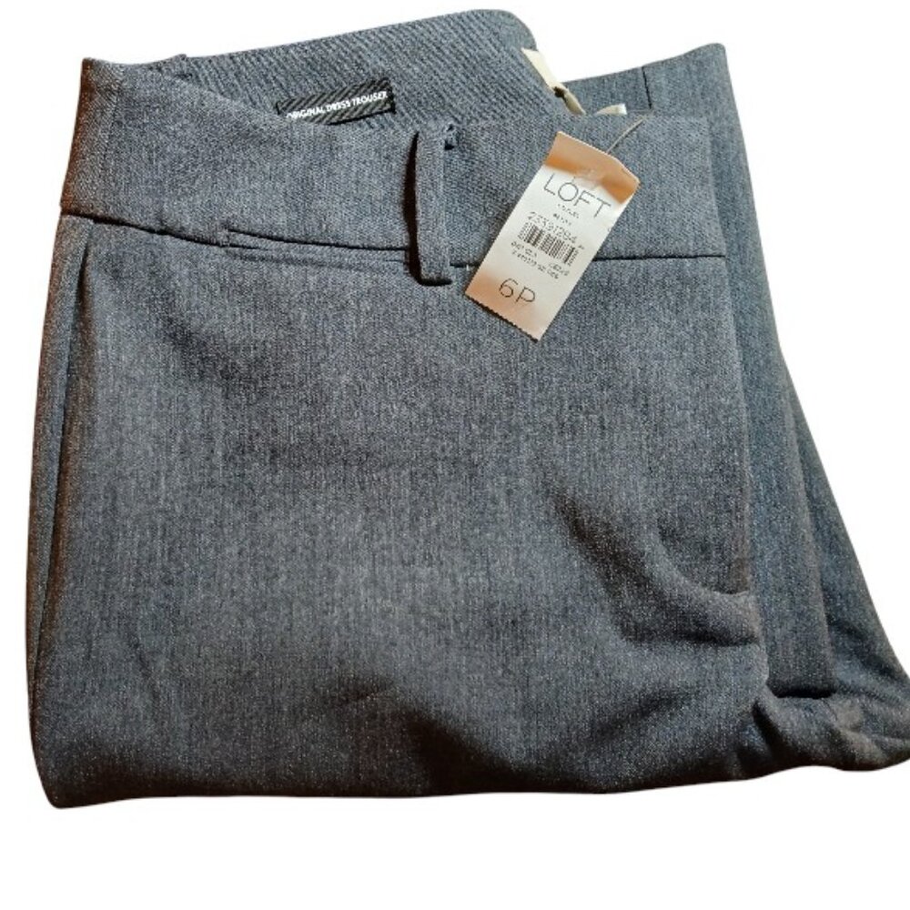 NWT LOFT "Original Dress Trouser" Gray Wide Leg 6P - Picture 4 of 12
